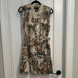 Banana Republic Floral Print Dress - Cream and Brown